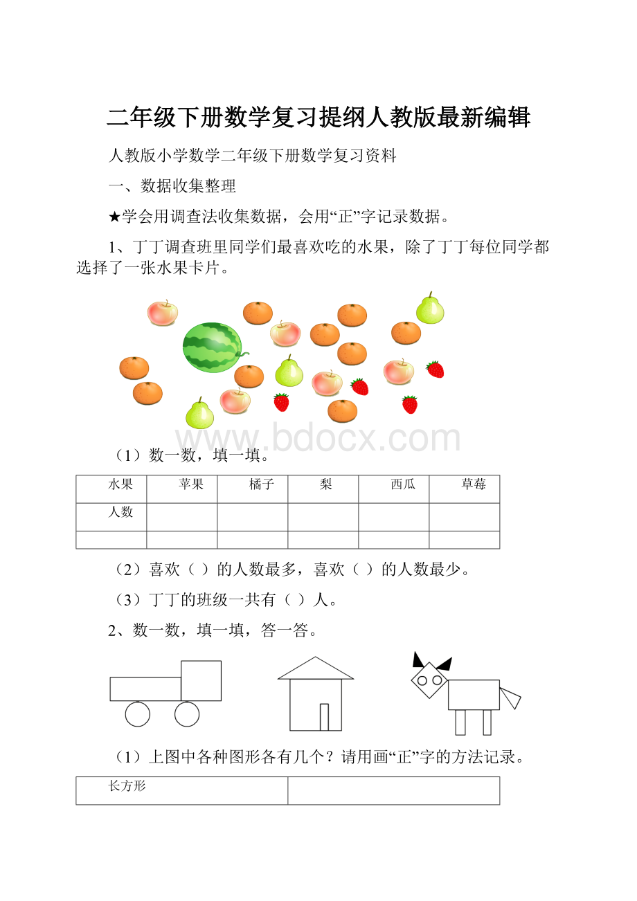 二年级下册数学复习提纲人教版最新编辑.docx_第1页