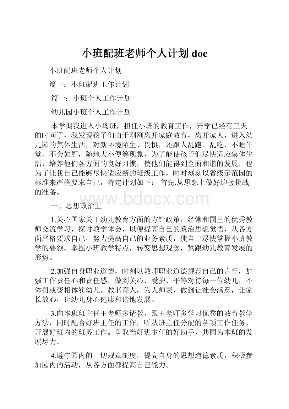 小班配班老师个人计划doc.docx