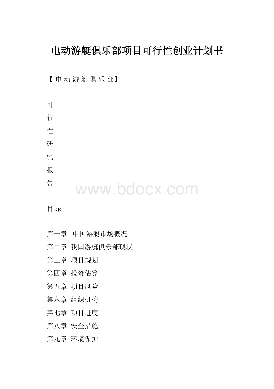 电动游艇俱乐部项目可行性创业计划书.docx