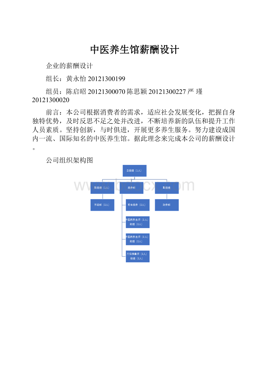 中医养生馆薪酬设计.docx_第1页