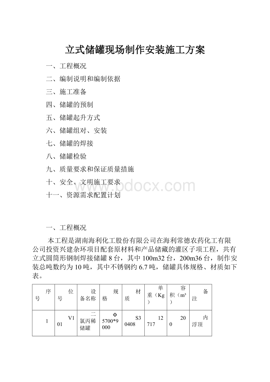 立式储罐现场制作安装施工方案.docx_第1页