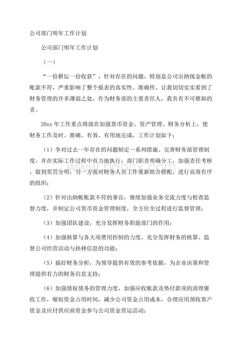 公司部门明年工作计划.docx_第1页