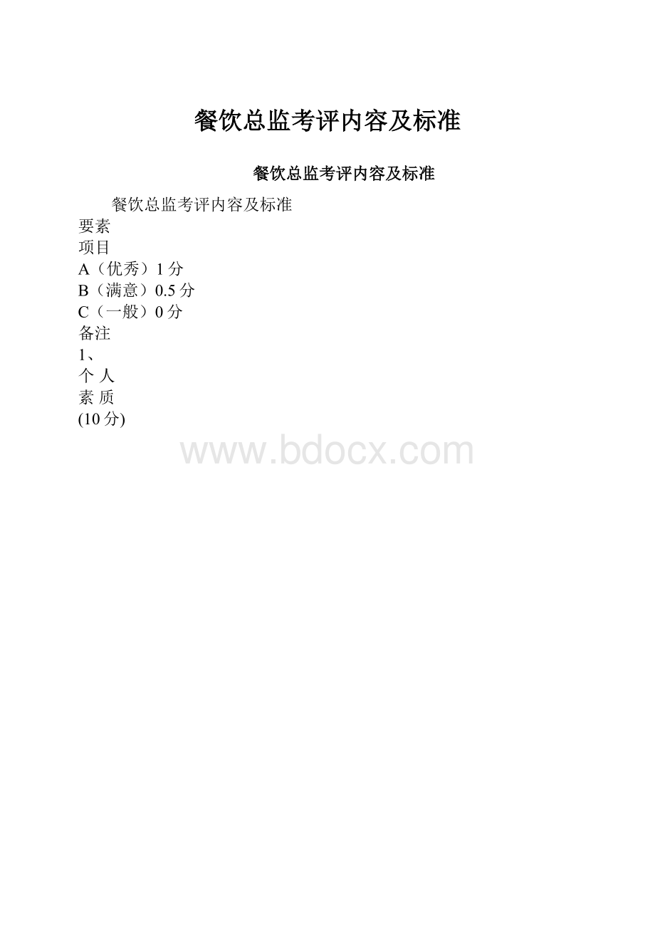 餐饮总监考评内容及标准.docx