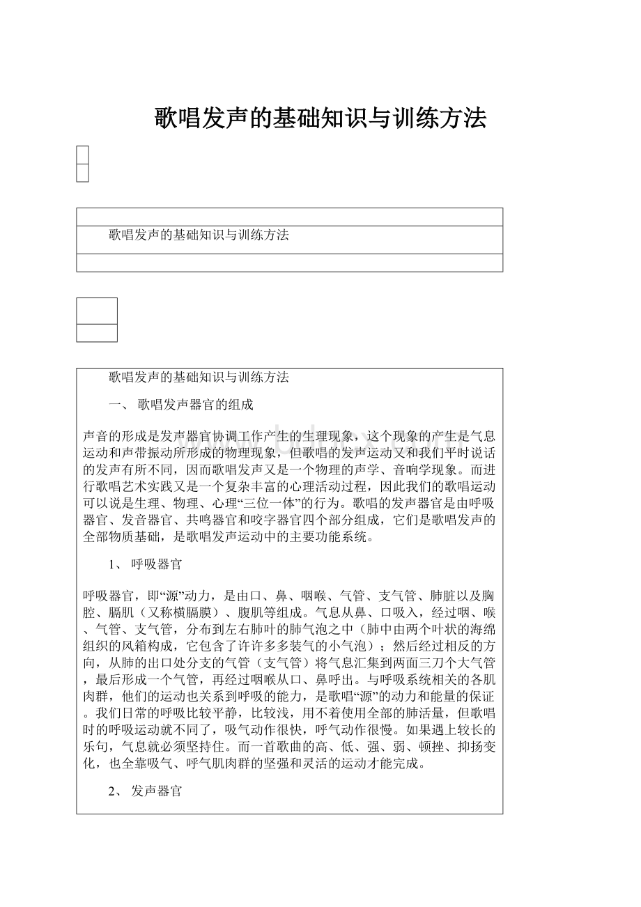 歌唱发声的基础知识与训练方法.docx_第1页