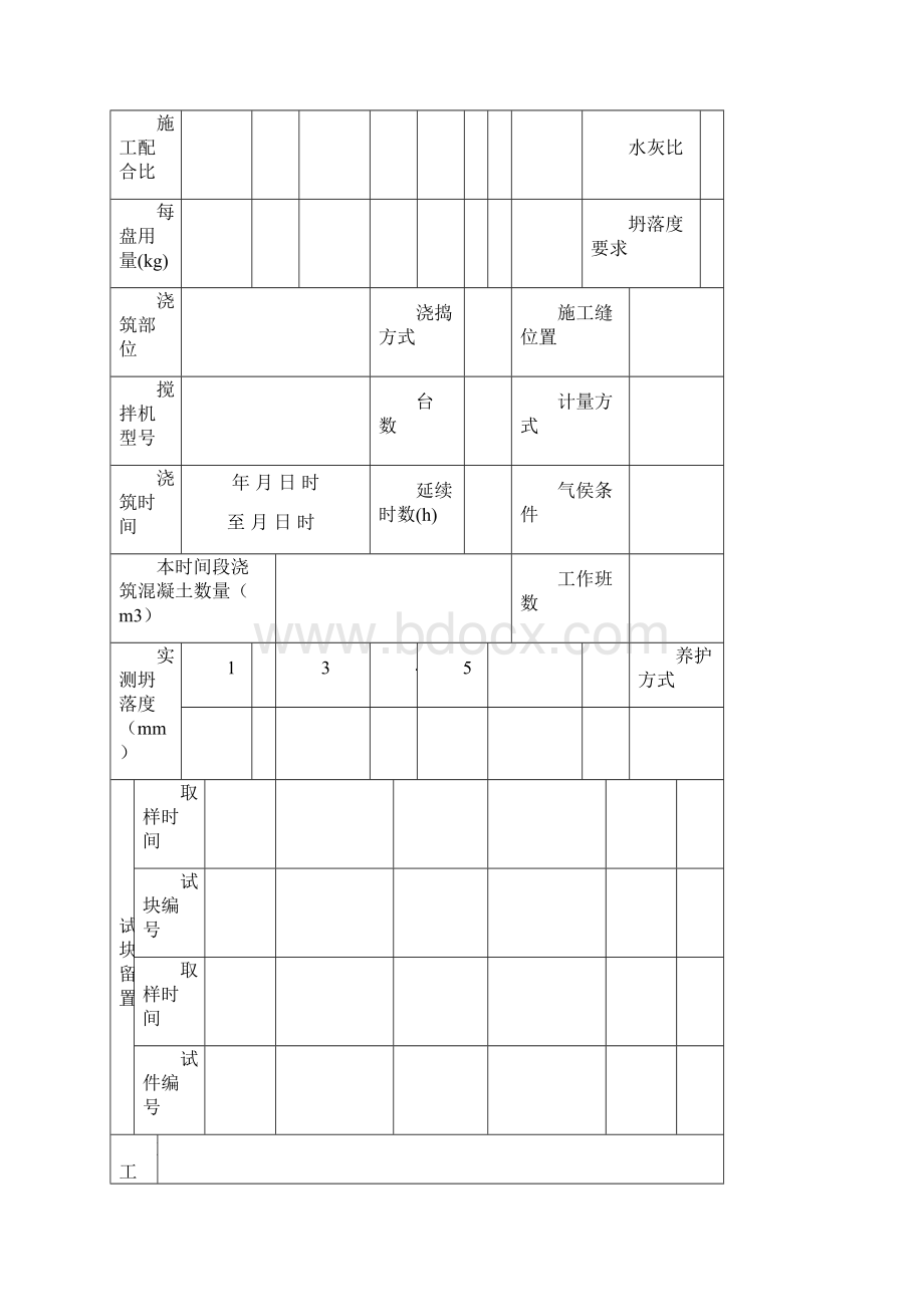 混凝土现场搅拌施工记录.docx_第2页