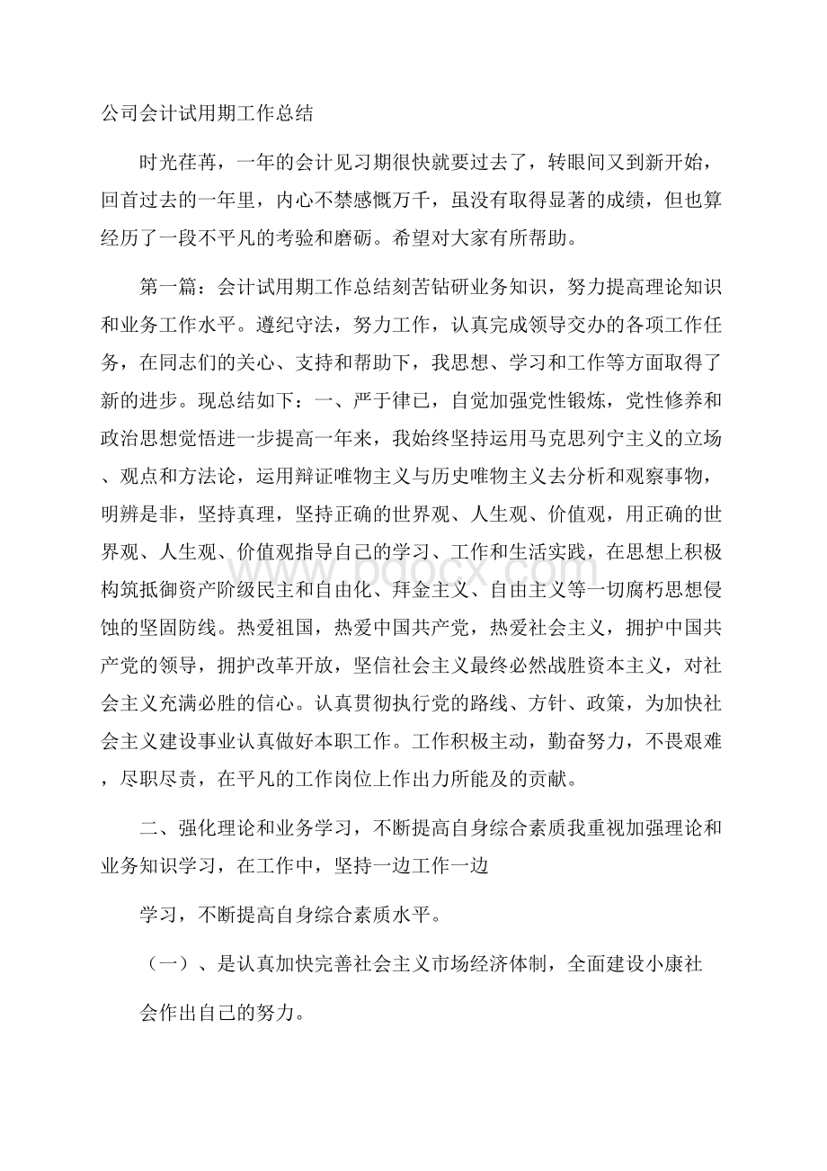 公司会计试用期工作总结.docx