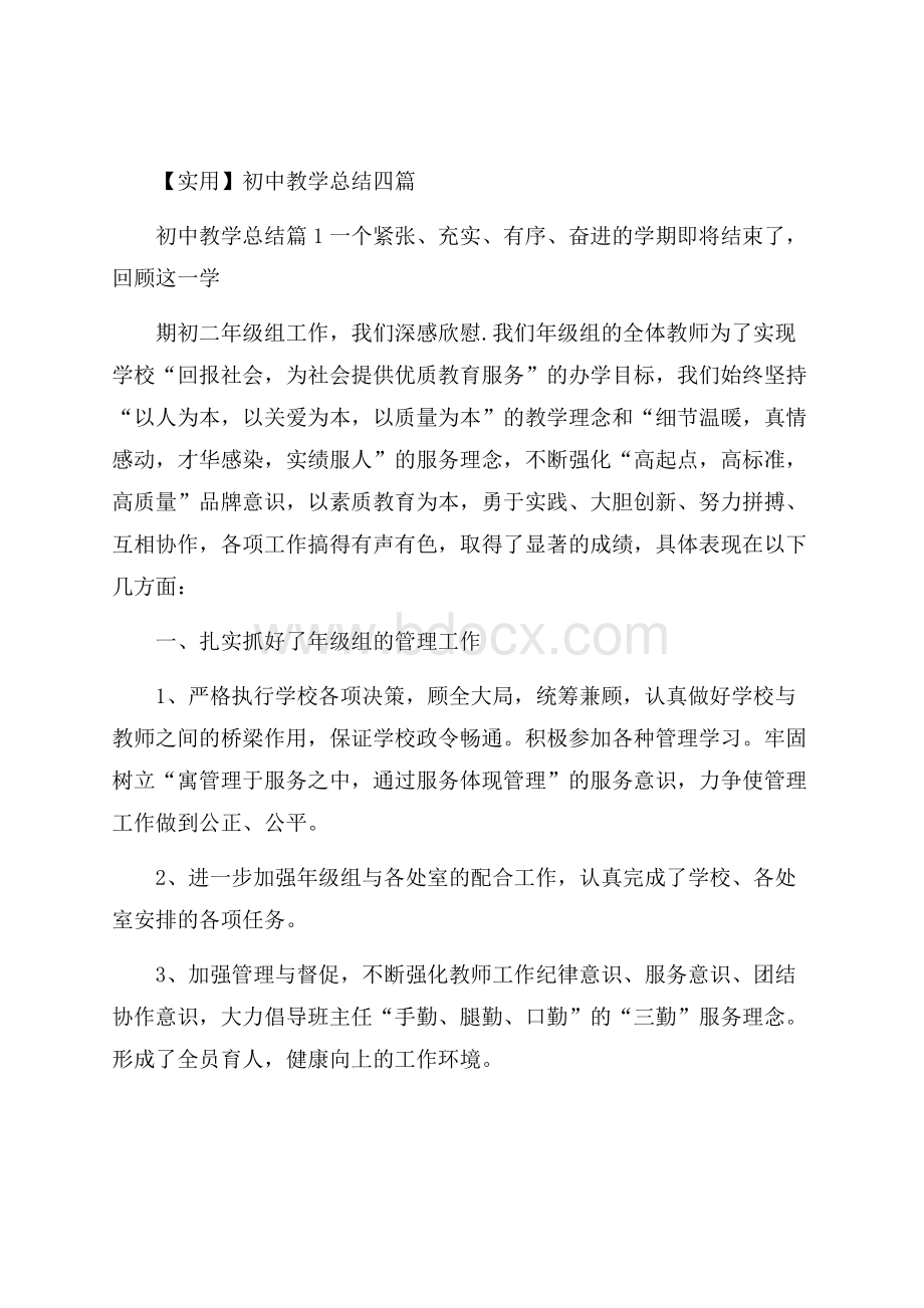 实用初中教学总结四篇.docx