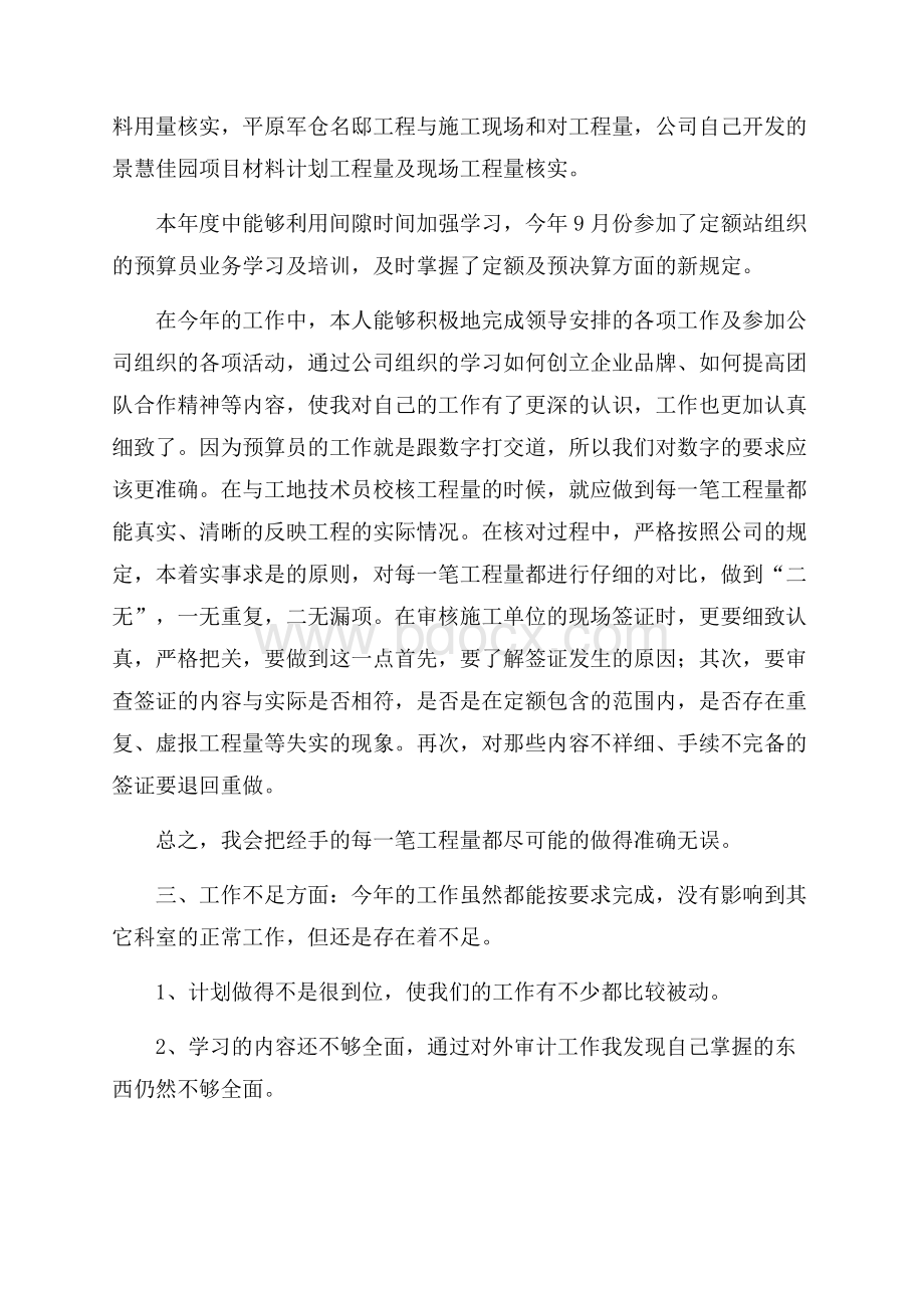 精选预算员年终总结4篇.docx_第2页