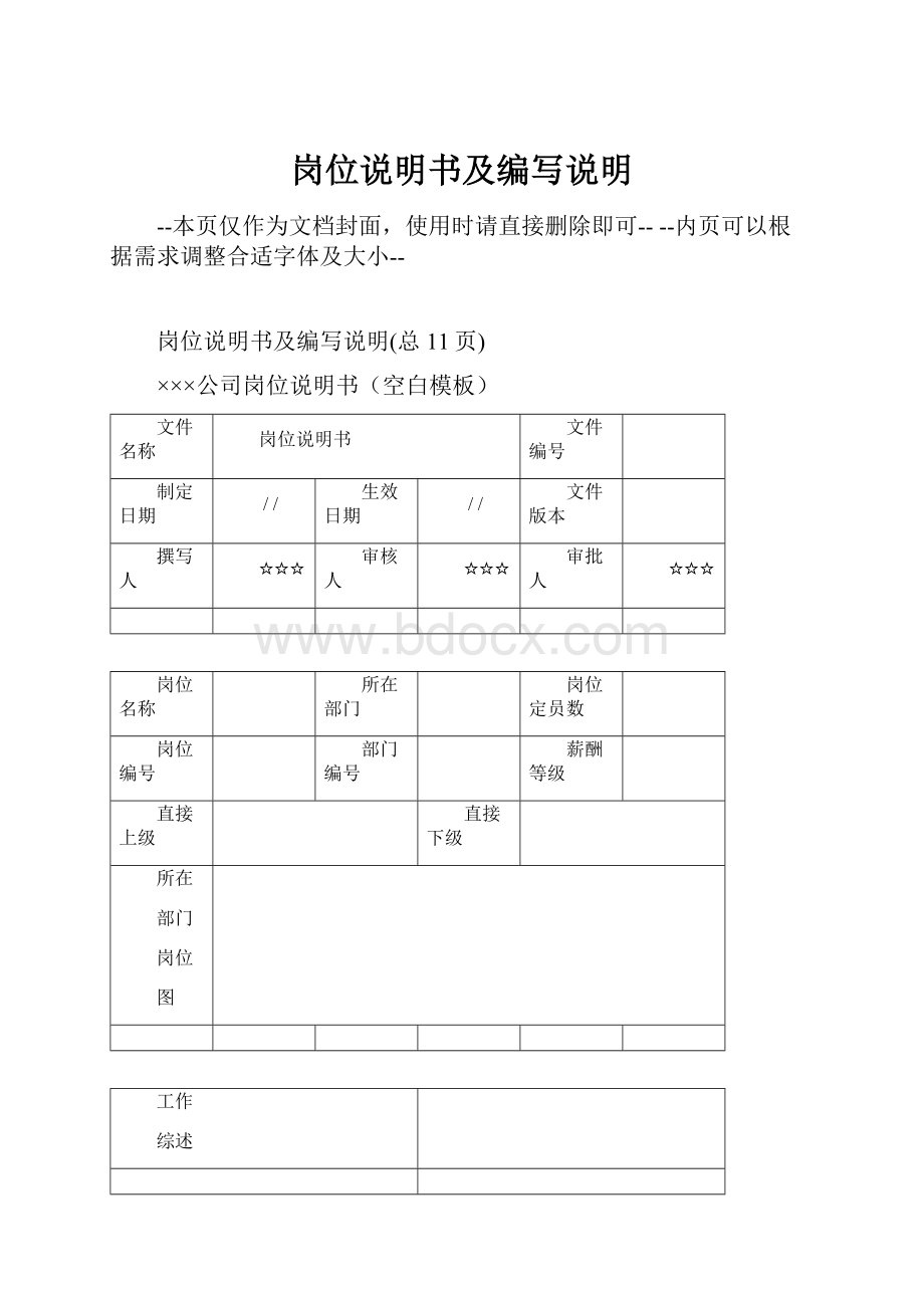 岗位说明书及编写说明.docx_第1页