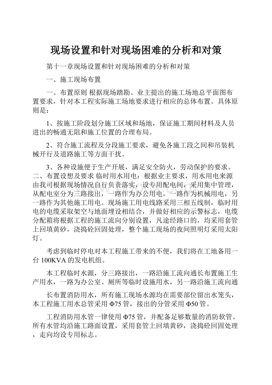 现场设置和针对现场困难的分析和对策.docx_第1页