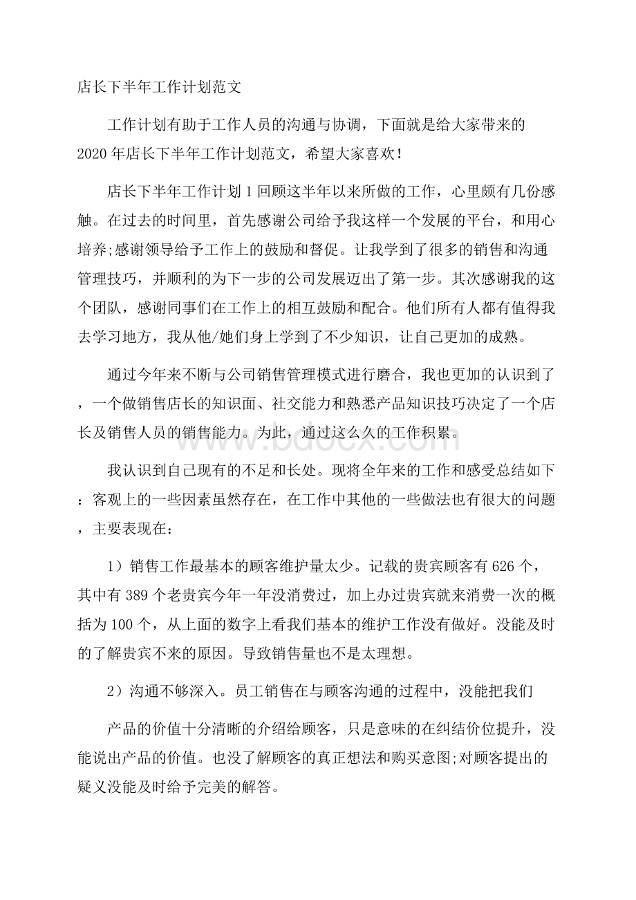 店长下半年工作计划范文.docx