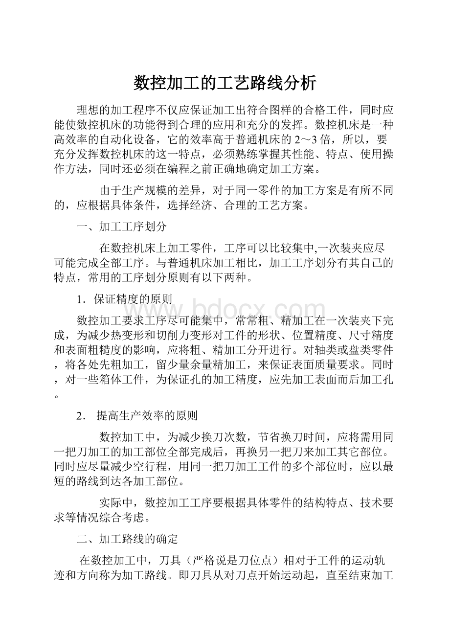 数控加工的工艺路线分析.docx