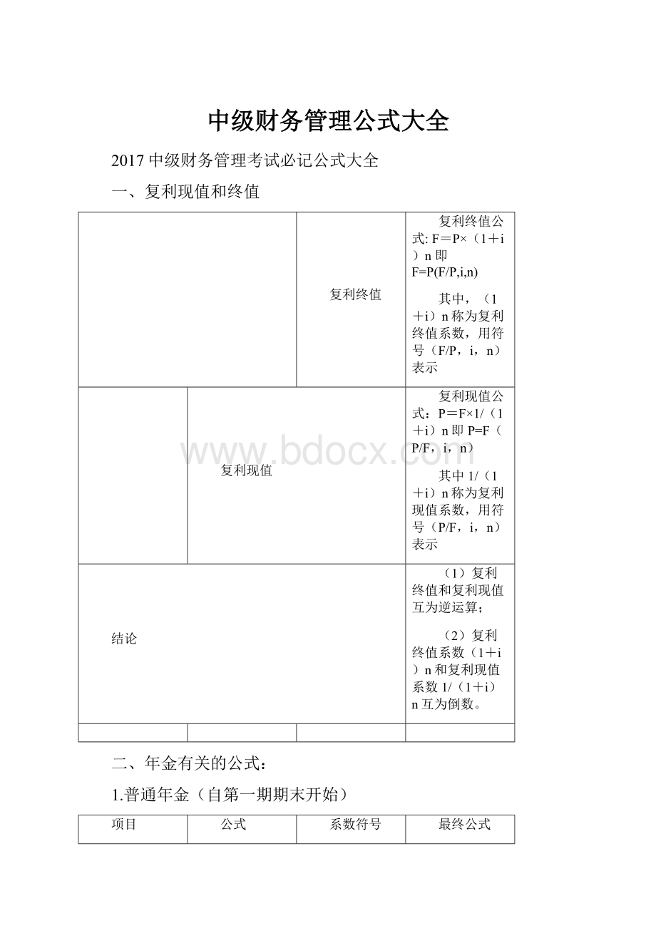 中级财务管理公式大全.docx_第1页