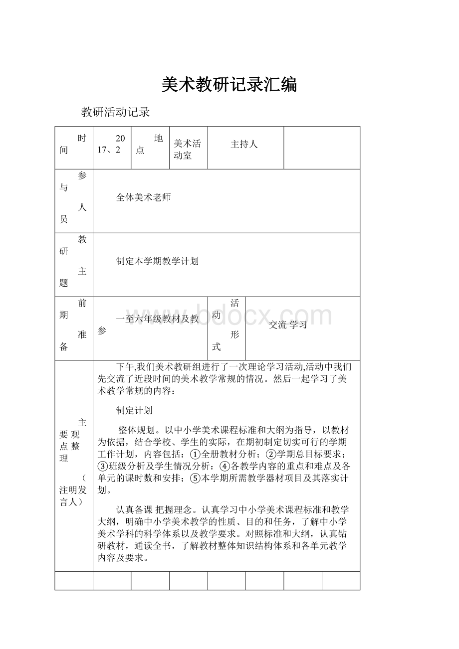 美术教研记录汇编.docx_第1页