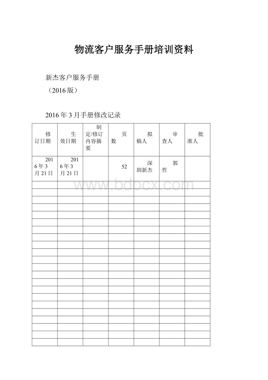 物流客户服务手册培训资料.docx_第1页