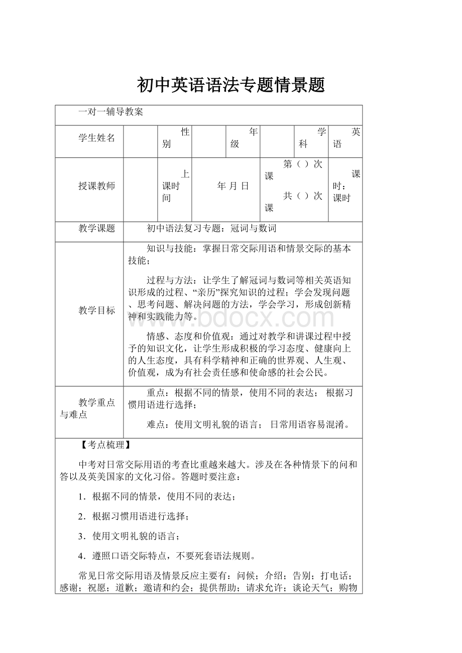 初中英语语法专题情景题.docx_第1页