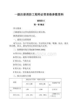 一级注册消防工程师必背表格参数资料.docx