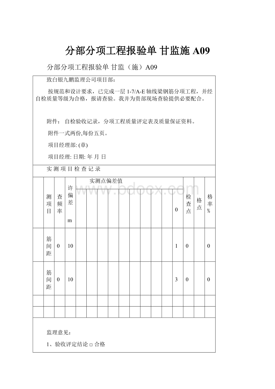 分部分项工程报验单甘监施A09.docx