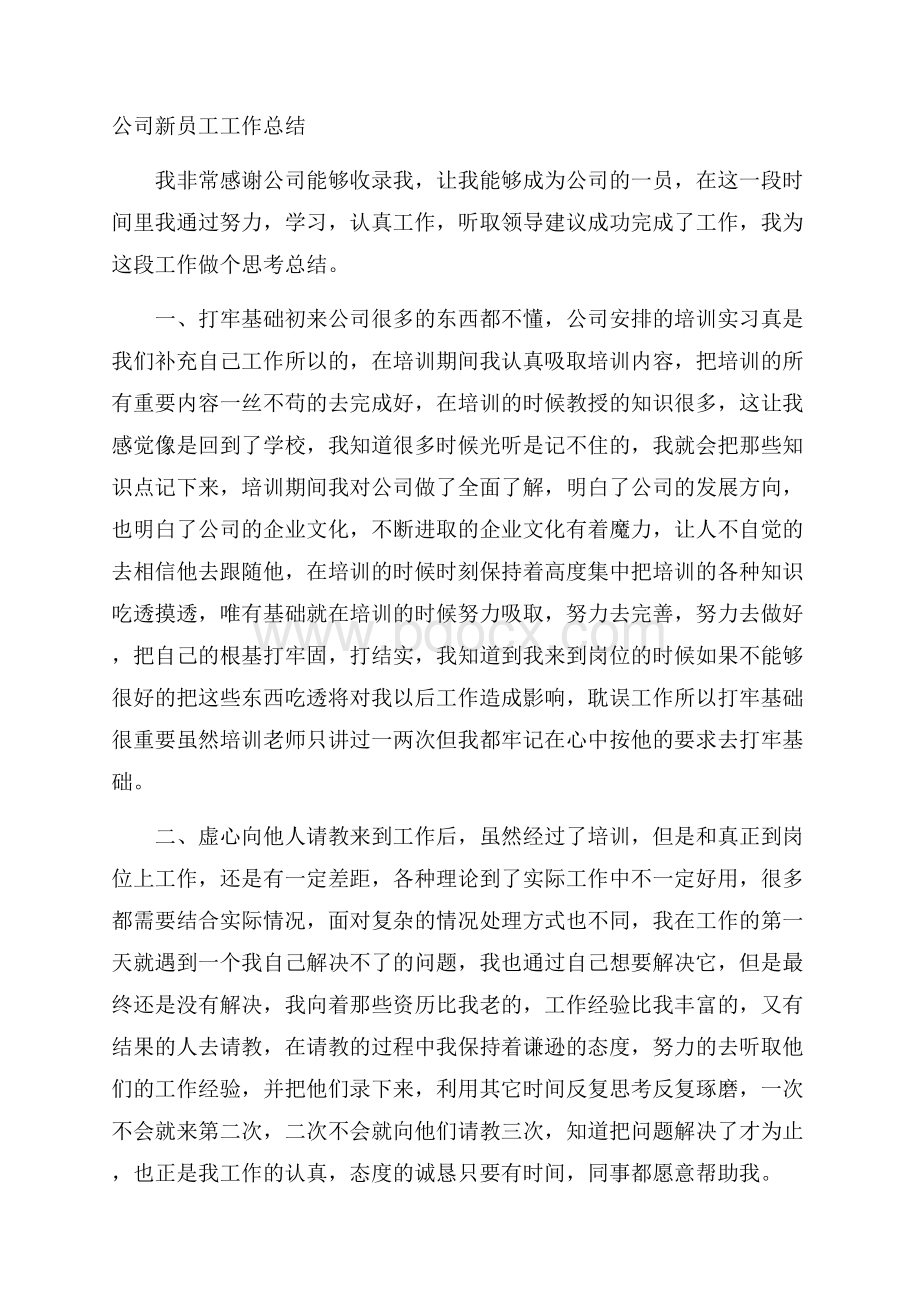 公司新员工工作总结.docx_第1页