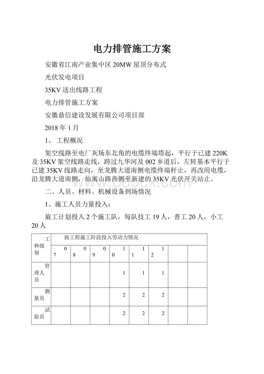 电力排管施工方案.docx