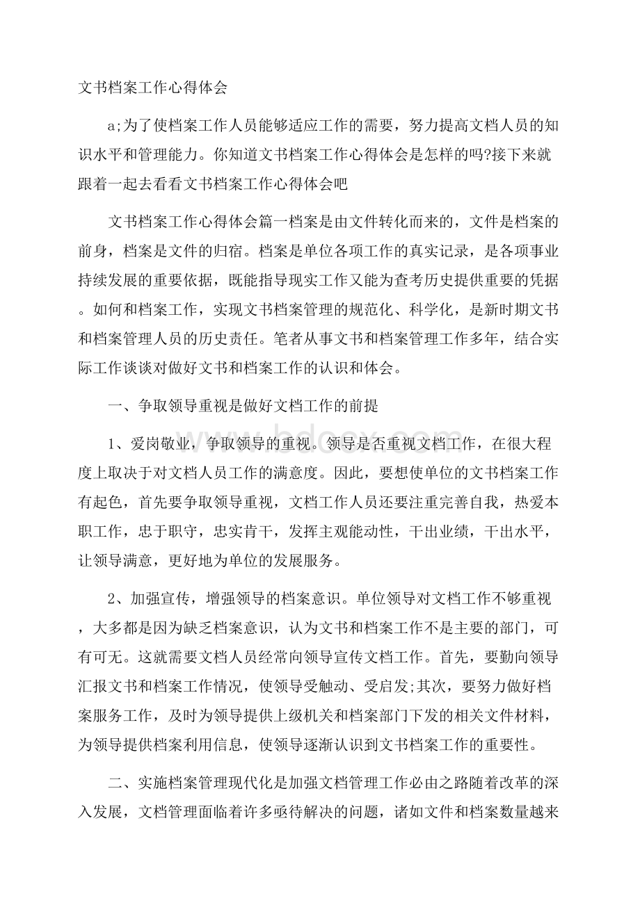 文书档案工作心得体会.docx