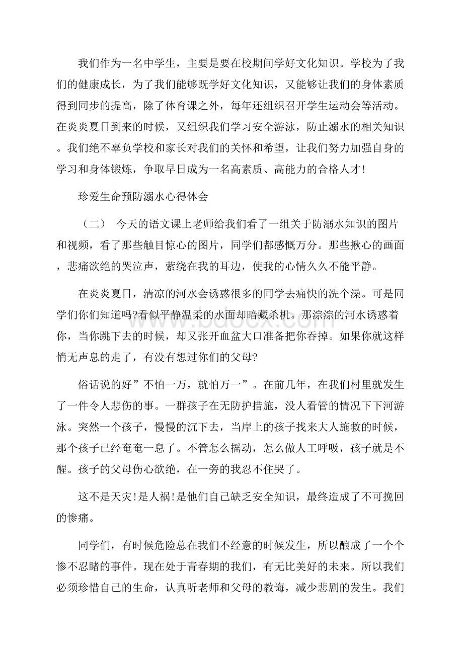 珍爱生命预防溺水心得体会五篇.docx_第3页