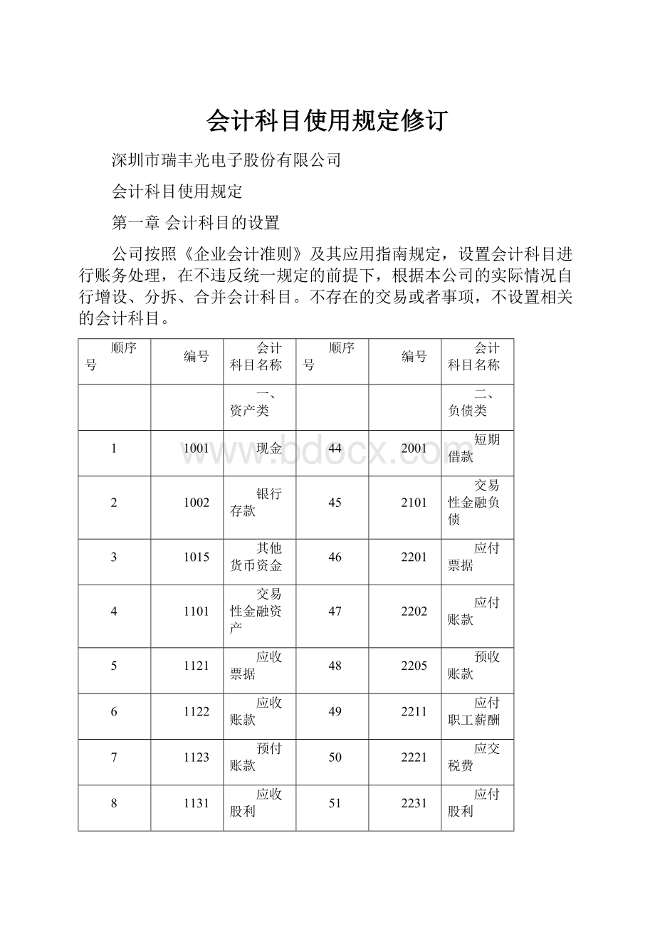 会计科目使用规定修订.docx