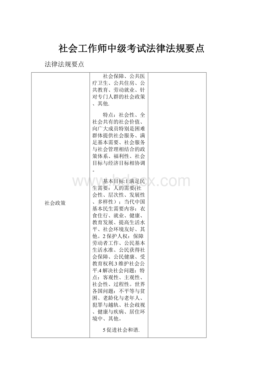 社会工作师中级考试法律法规要点.docx