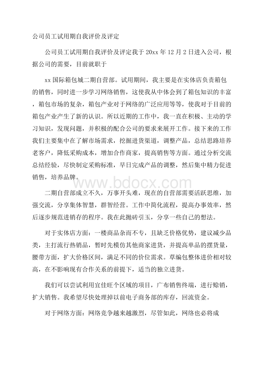 公司员工试用期自我评价及评定.docx