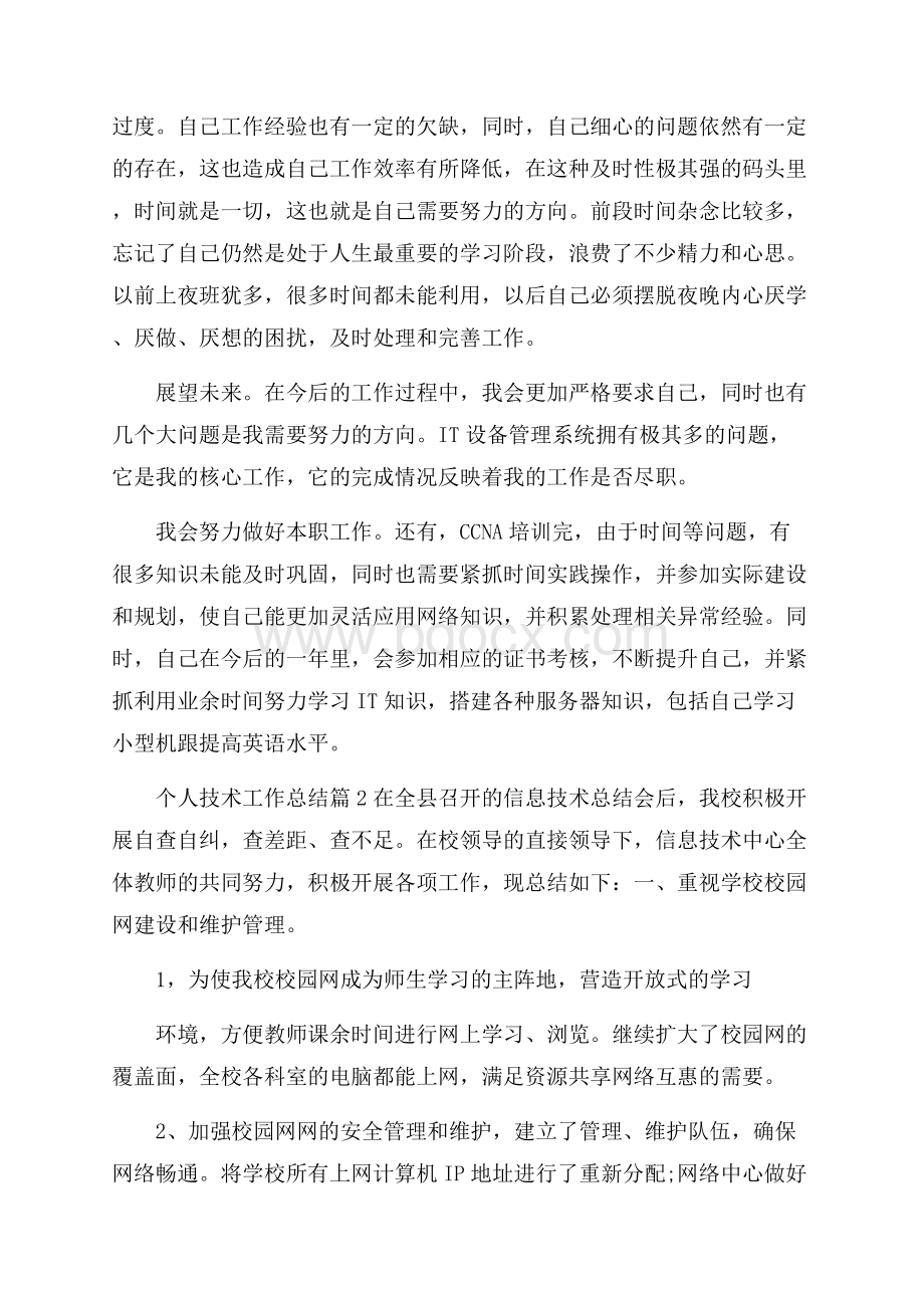 关于个人技术工作总结锦集五篇.docx_第2页