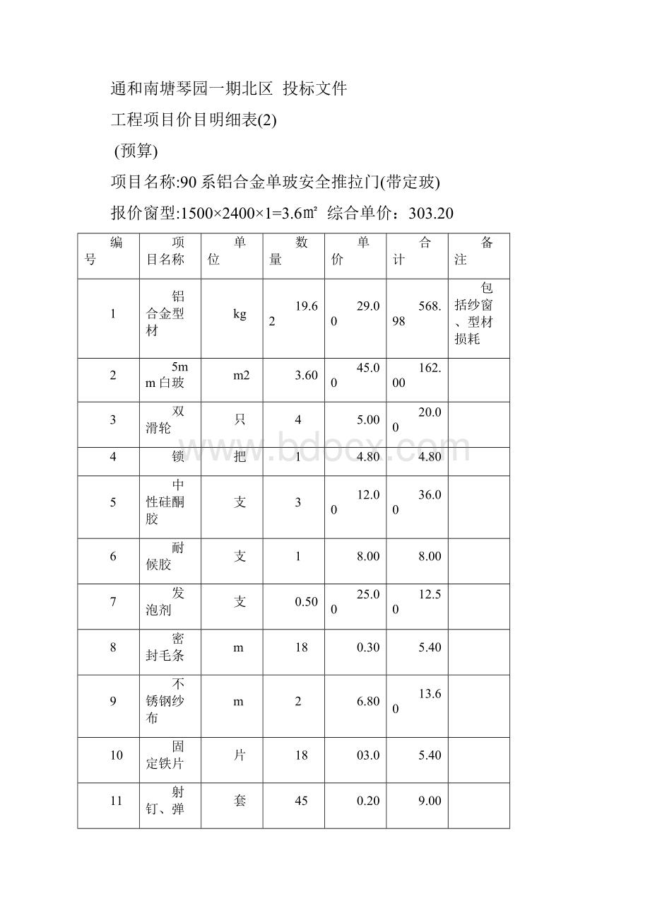 通和南塘琴园铝合金门窗工程投标报价明细表.docx_第3页