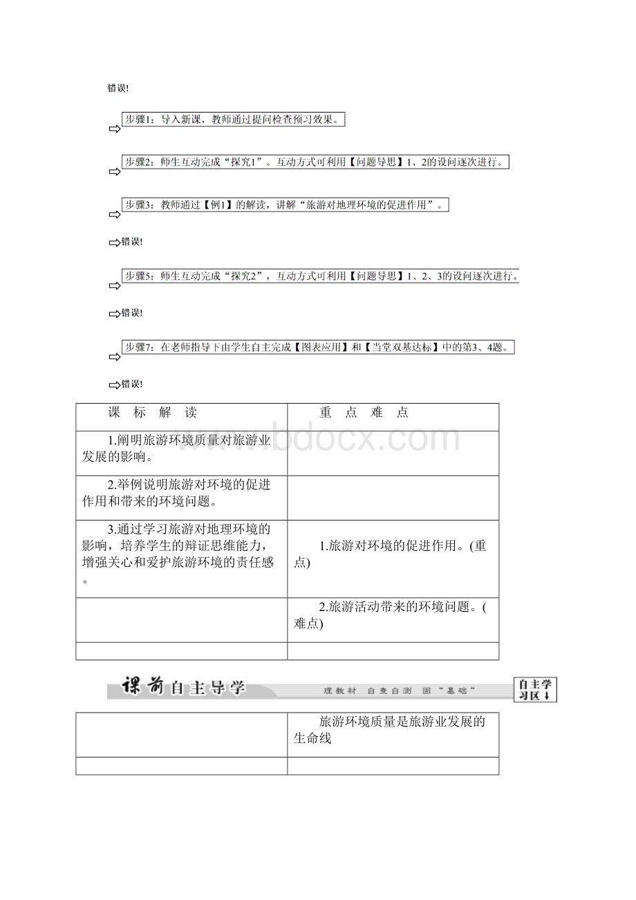 高中地理 第四单元 第一节 旅游对地理环境的影响教学设计 鲁教版选修3.docx_第2页