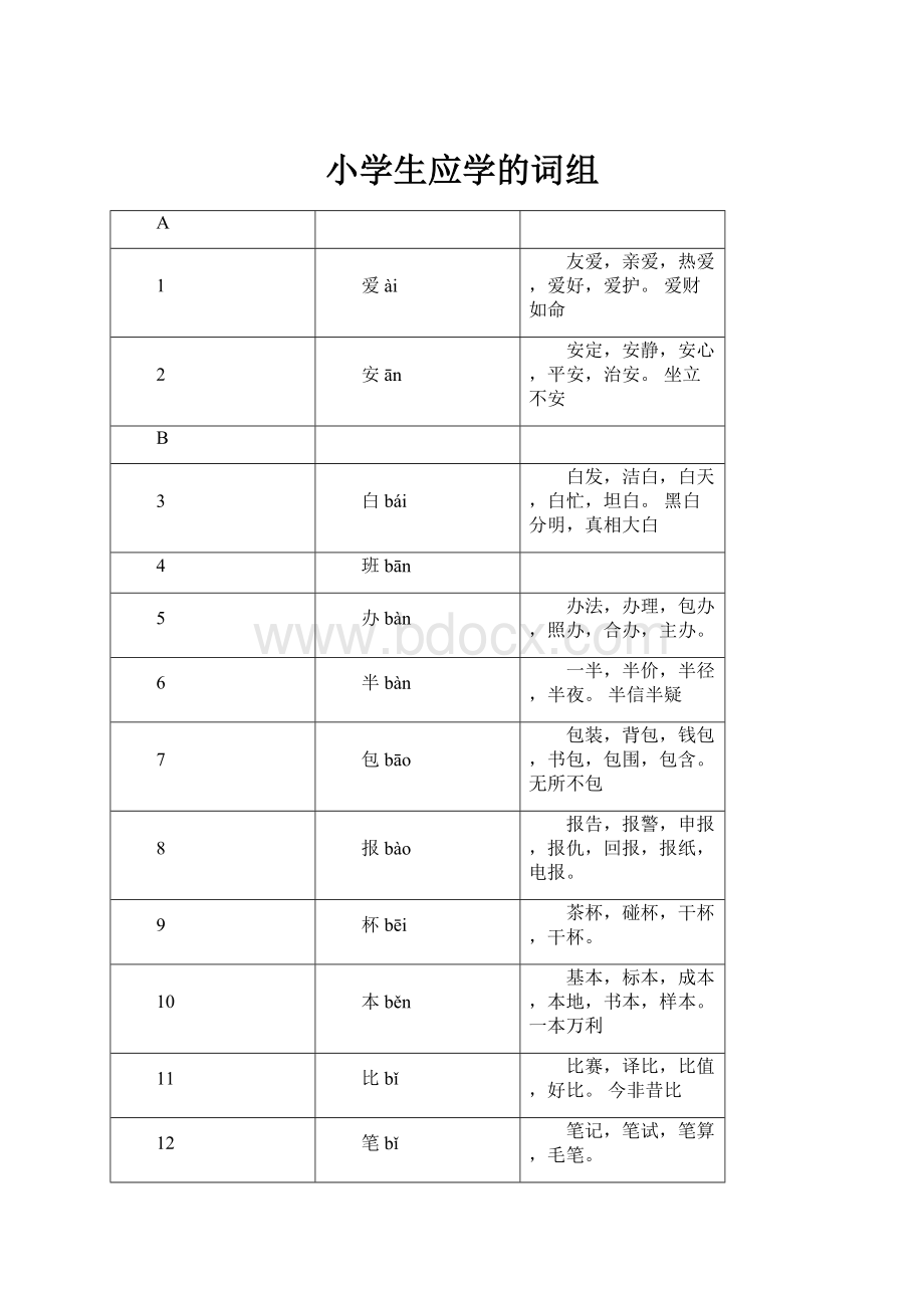 小学生应学的词组.docx_第1页