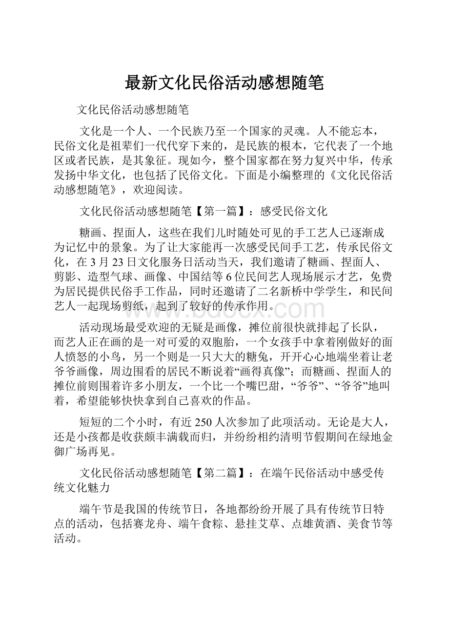 最新文化民俗活动感想随笔.docx