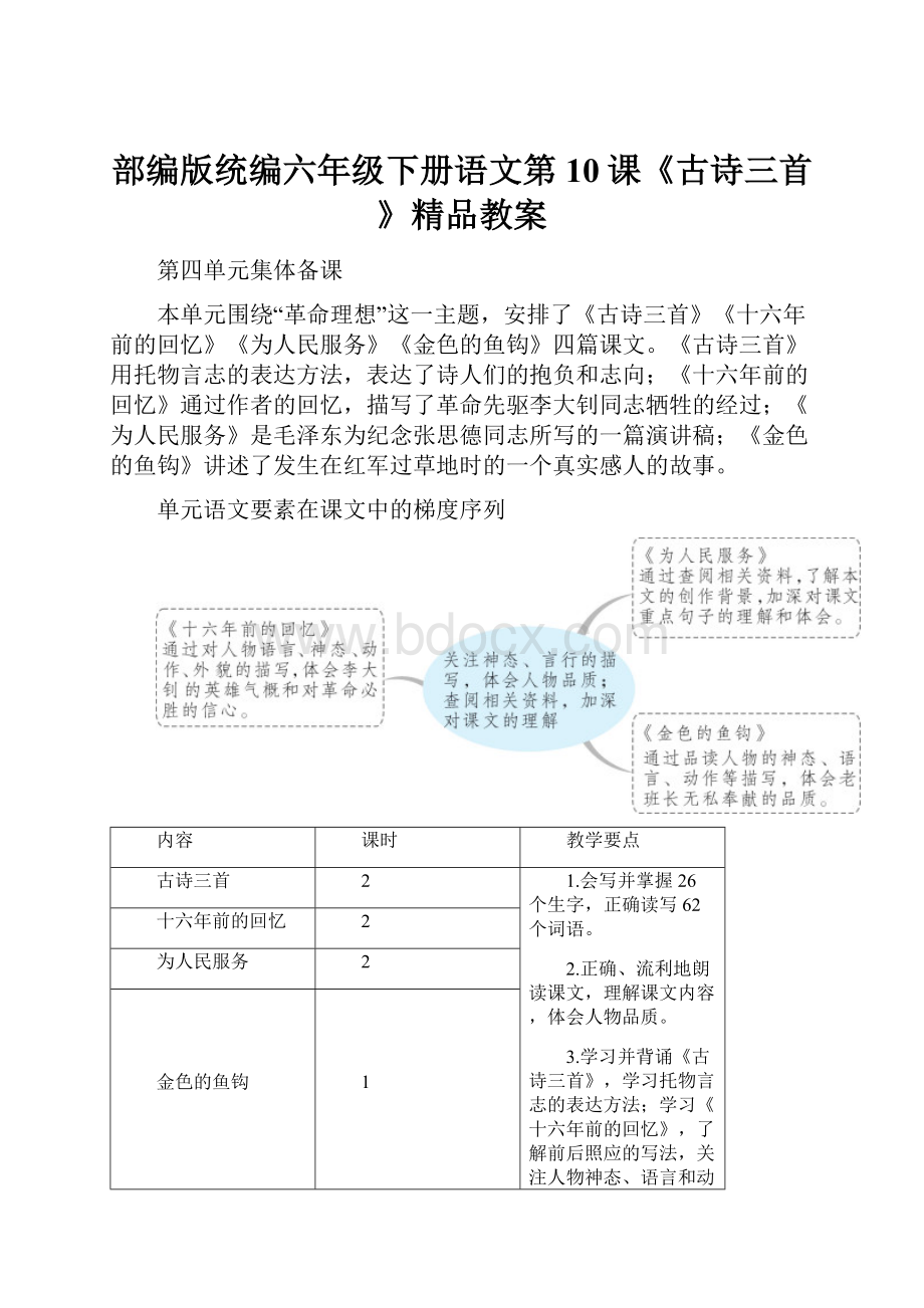 部编版统编六年级下册语文第10课《古诗三首》精品教案.docx_第1页