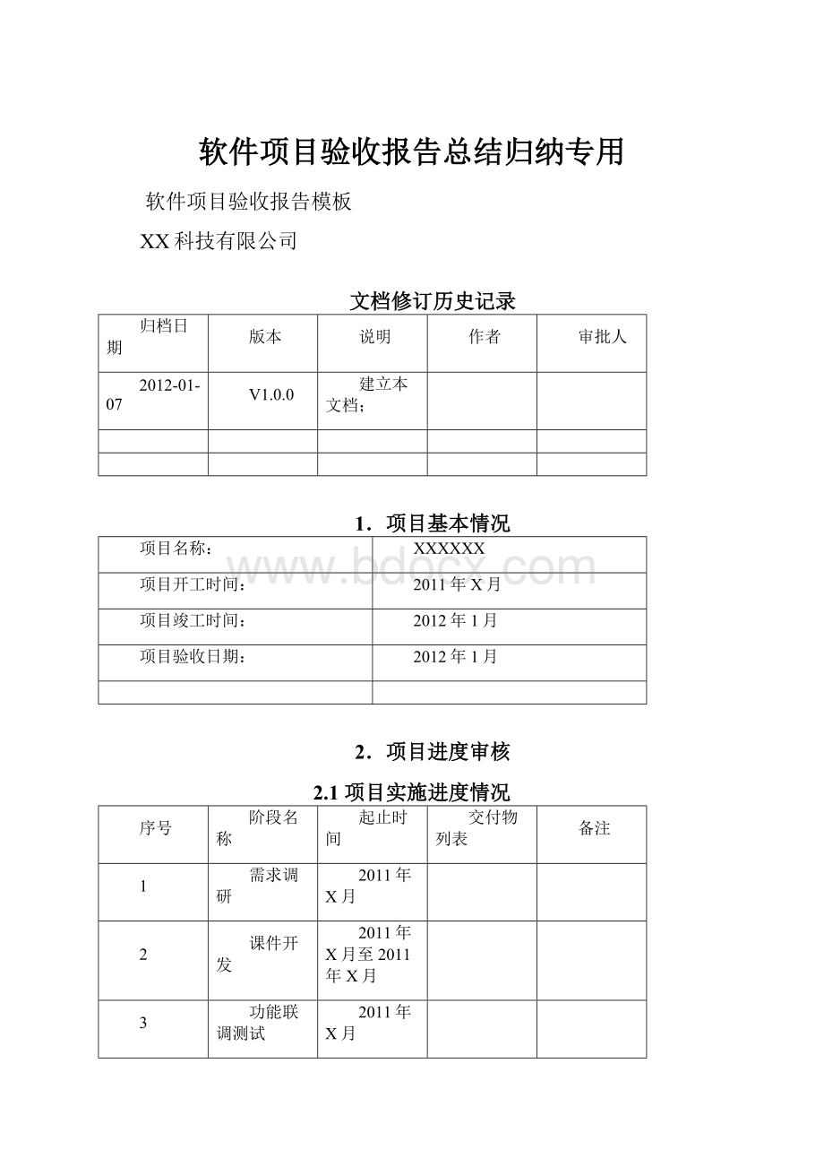 软件项目验收报告总结归纳专用.docx_第1页