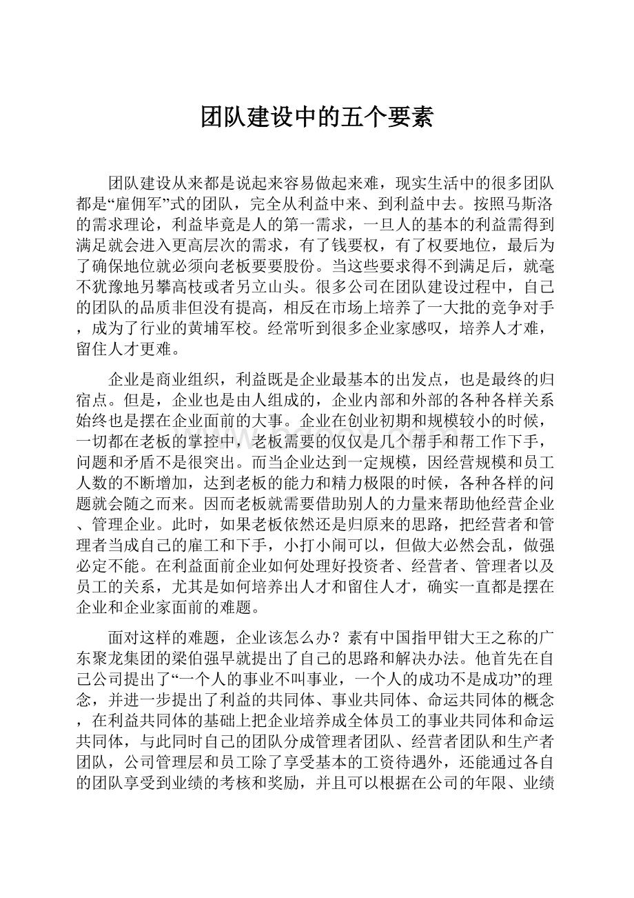 团队建设中的五个要素.docx