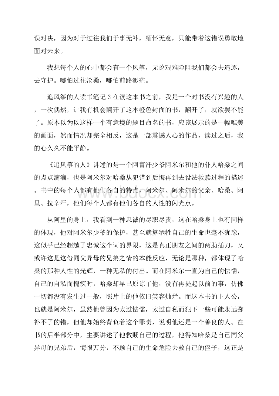 追风筝的人读书笔记范文450字(精选3篇).docx_第3页