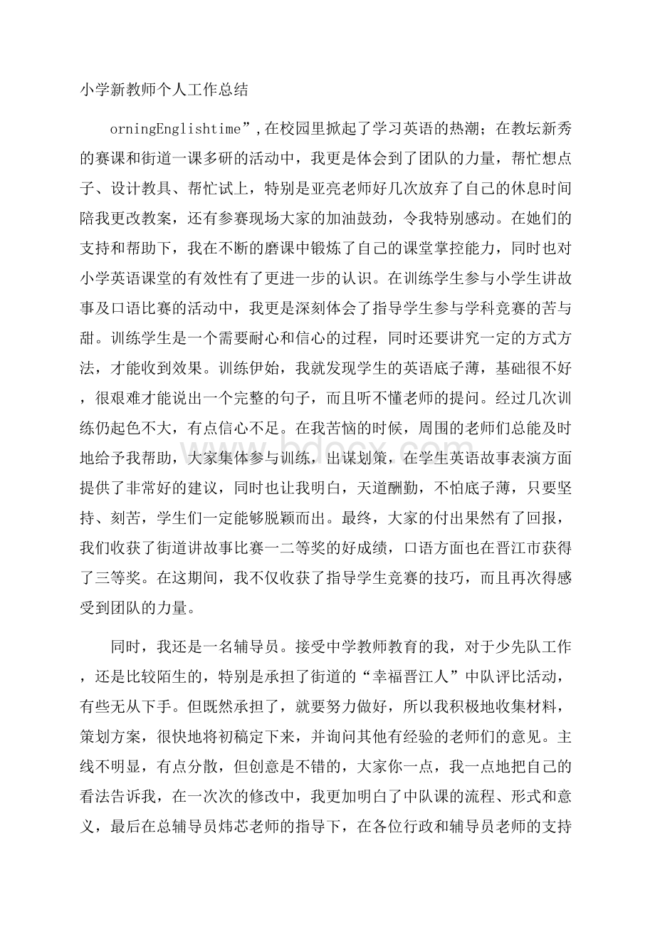 小学新教师个人工作总结.docx