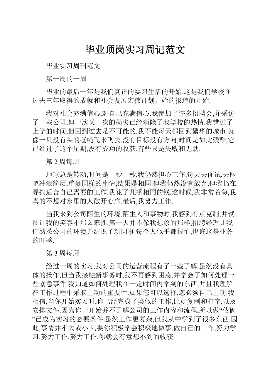 毕业顶岗实习周记范文.docx