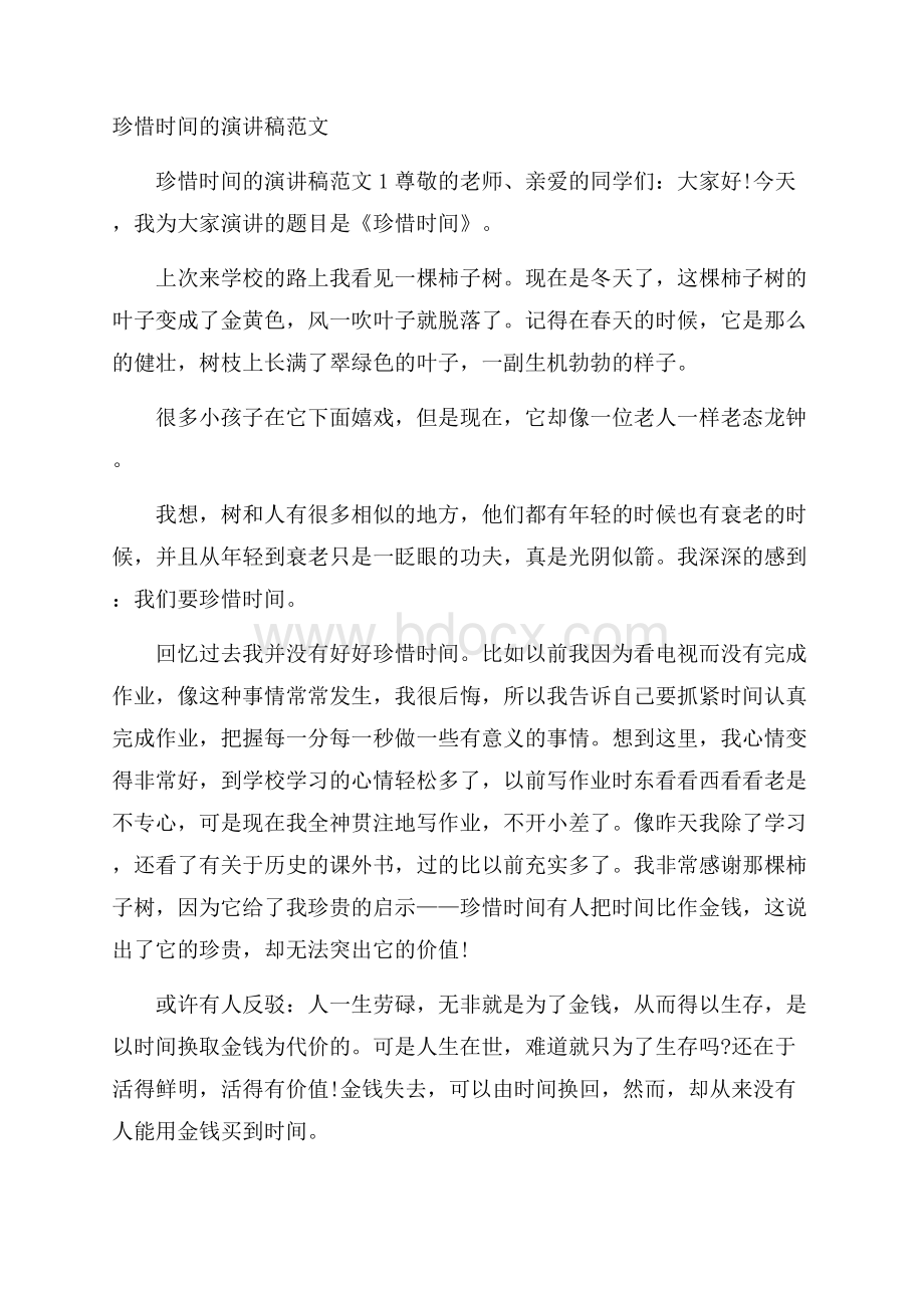 珍惜时间的演讲稿范文.docx