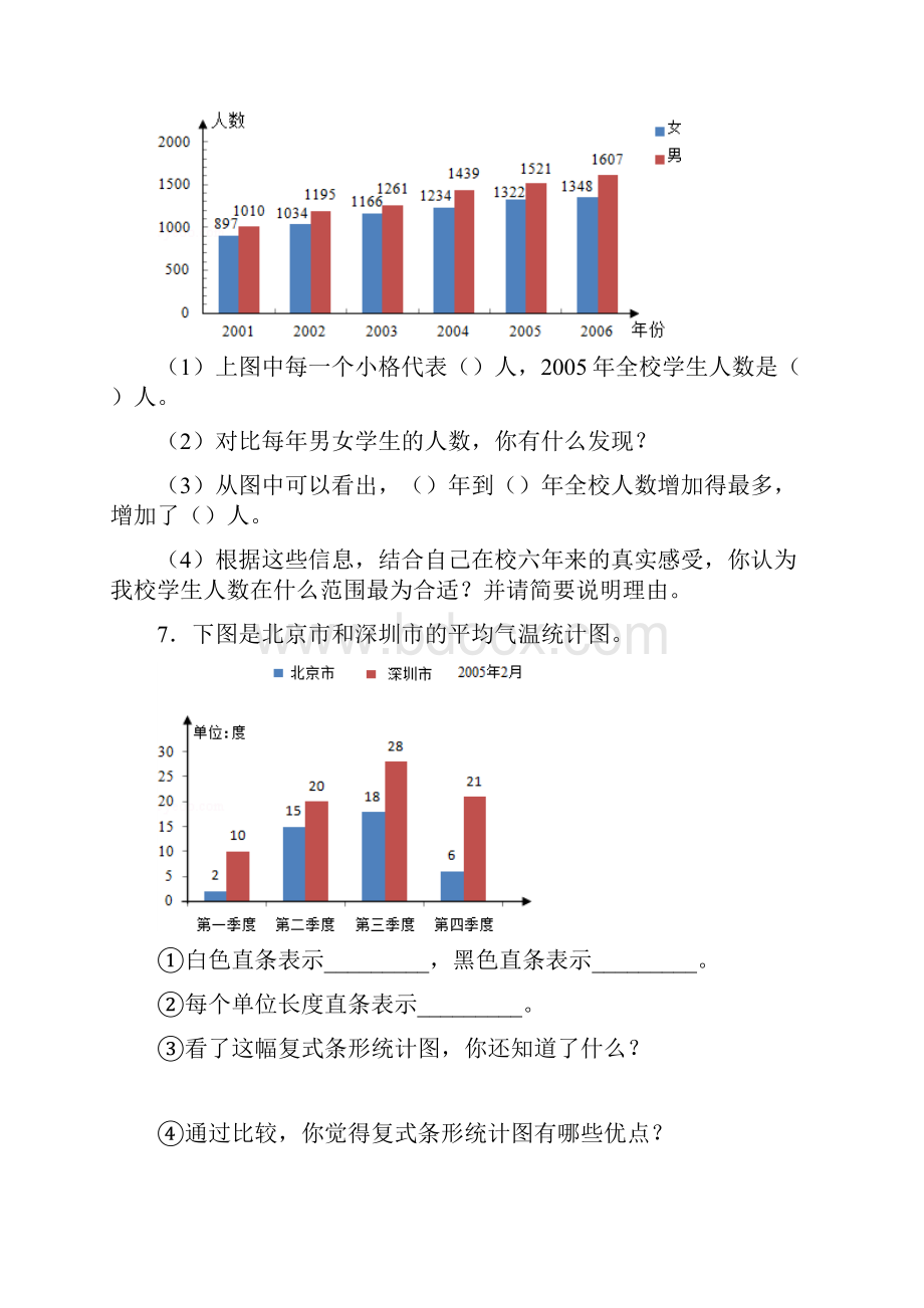 学年度最新北师大版小学数学五年级下册81 复式条形统计图 习题精品试题.docx_第3页