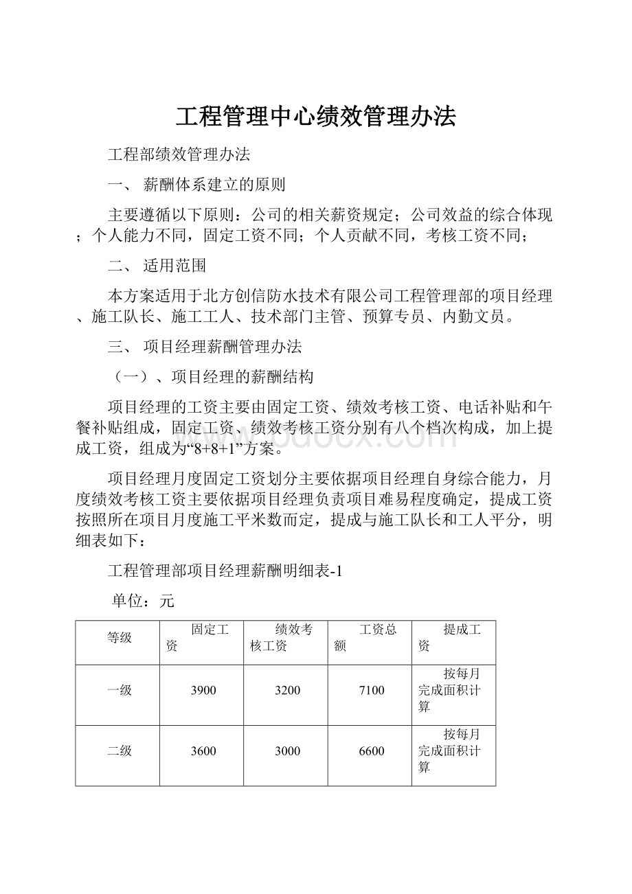 工程管理中心绩效管理办法.docx