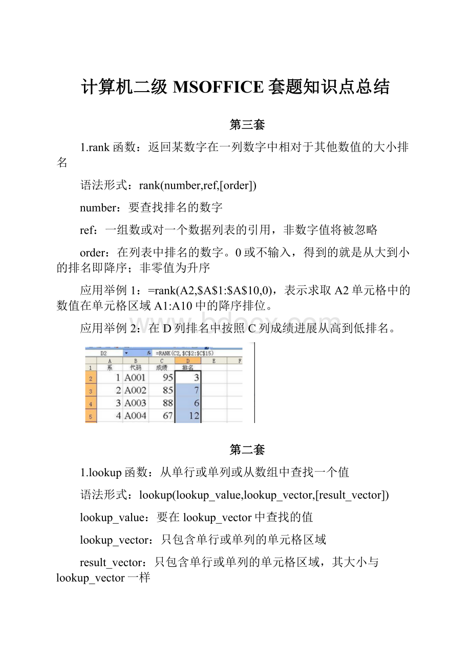 计算机二级MSOFFICE套题知识点总结.docx_第1页