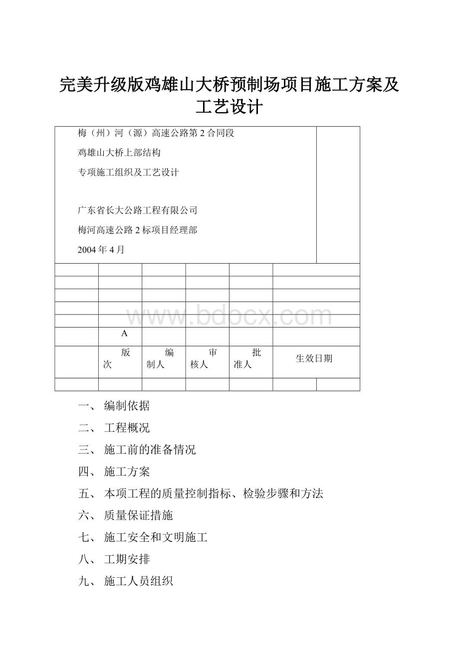 完美升级版鸡雄山大桥预制场项目施工方案及工艺设计.docx