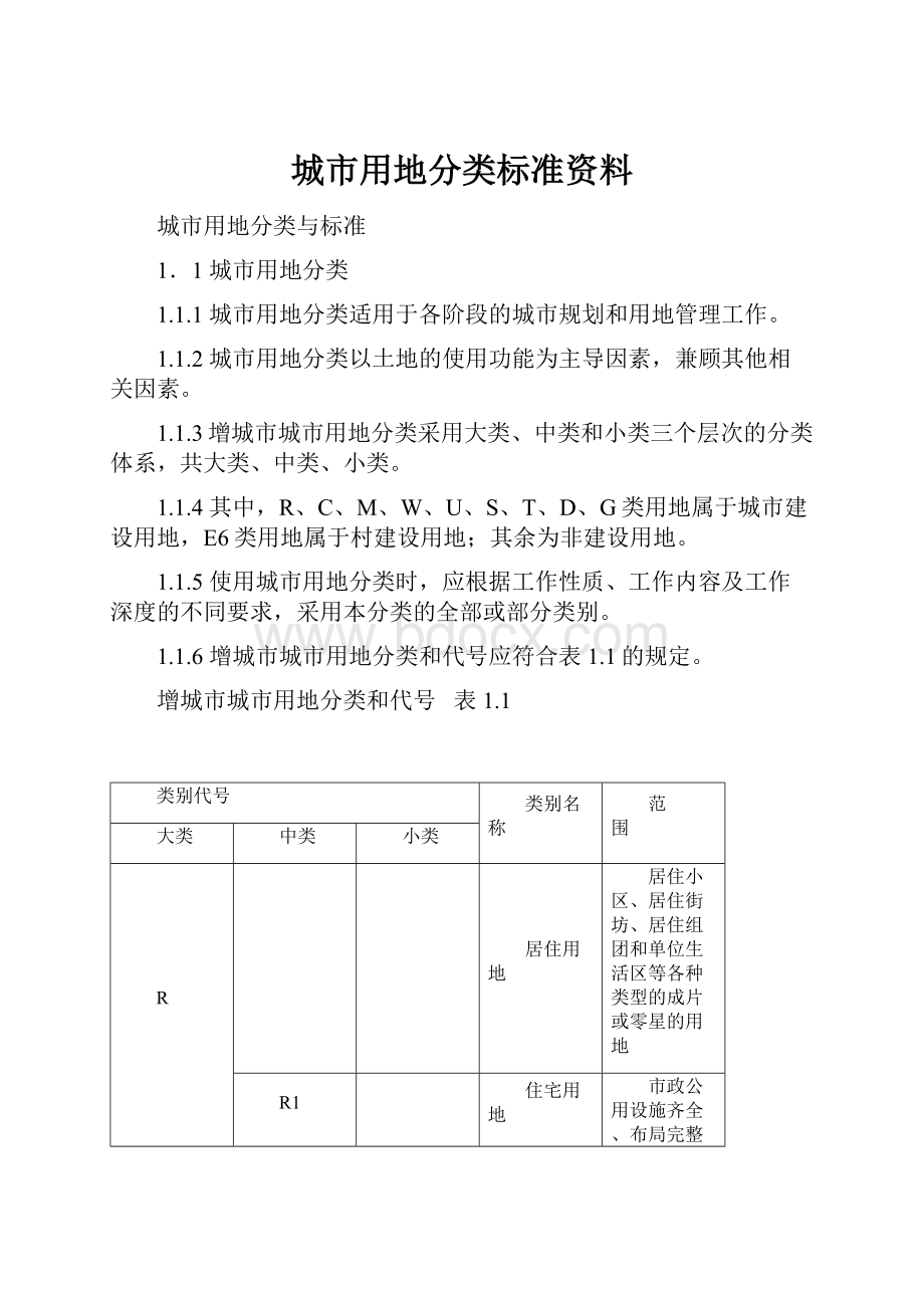 城市用地分类标准资料.docx_第1页