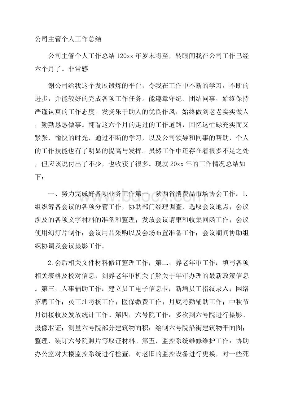 公司主管个人工作总结.docx_第1页