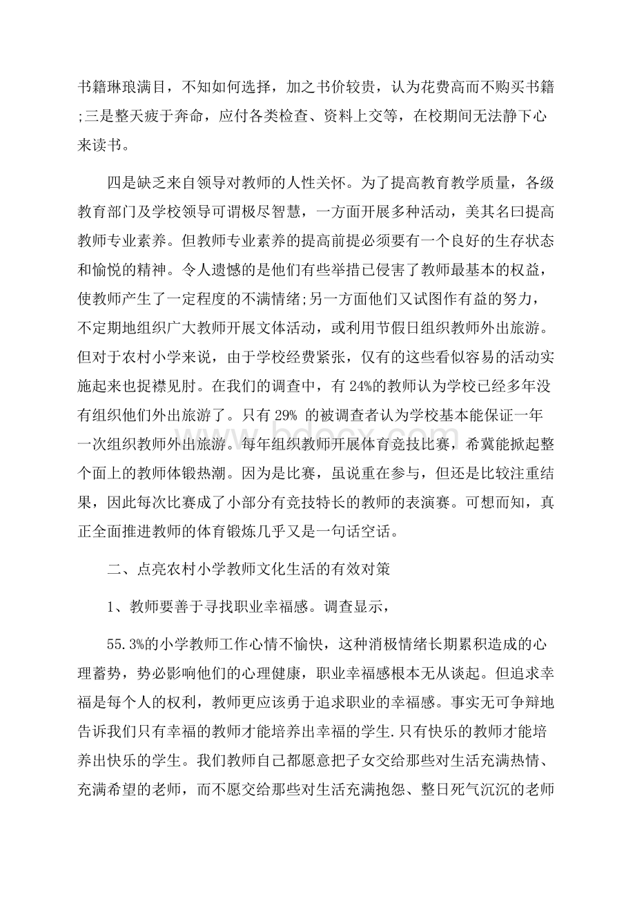 农村小学教师文化生活现状调查报告.docx_第3页