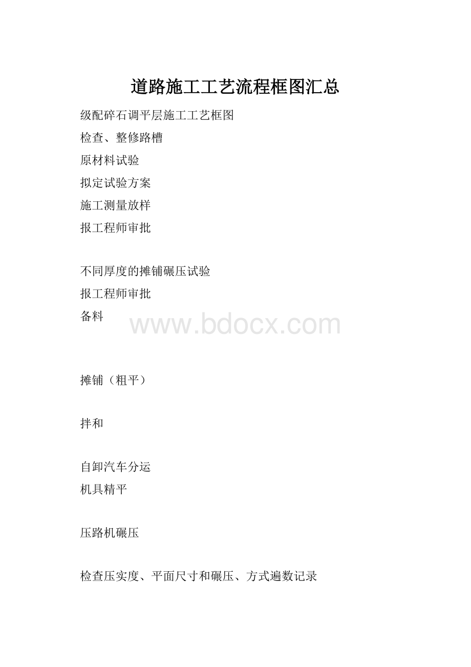 道路施工工艺流程框图汇总.docx