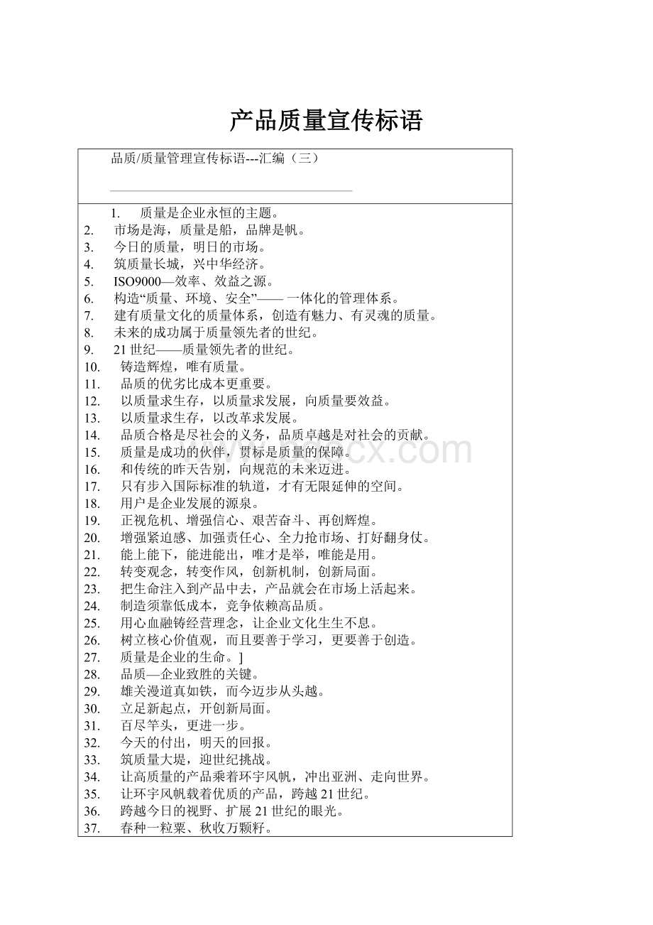 产品质量宣传标语.docx_第1页